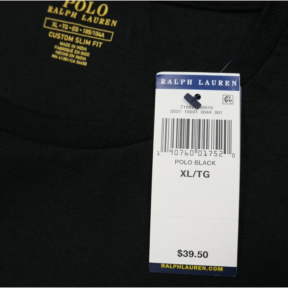 NEW Polo Ralph Lauren Mens XL Custom Slim Fit T-Shirt Black Red Pony Logo NWT
